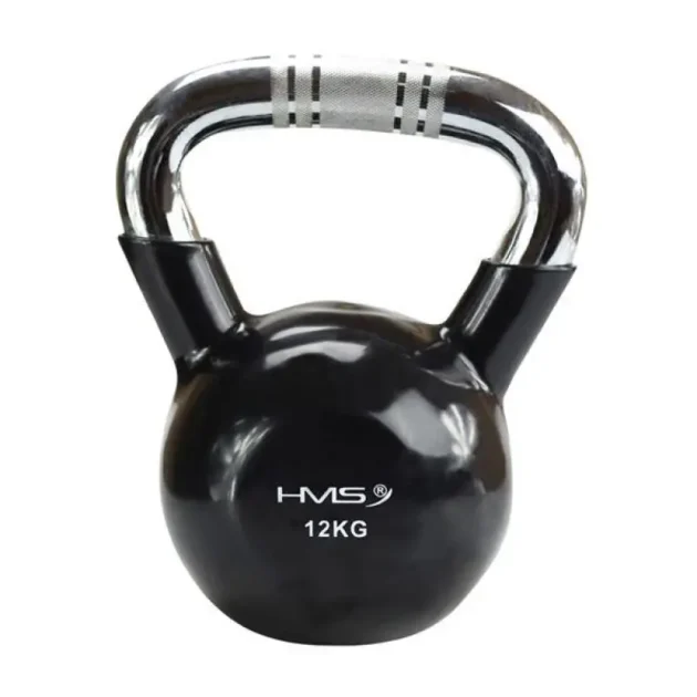 Kettlebell cast iron handle knurled chrome HMS KTC16 BLACK - Image 14