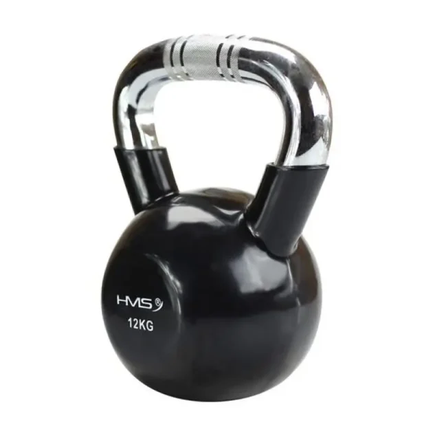 Kettlebell cast iron handle knurled chrome HMS KTC16 BLACK - Image 15
