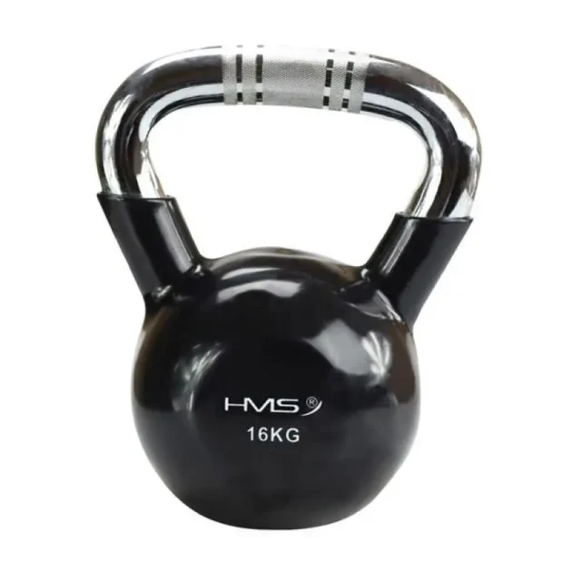 Kettlebell cast iron handle knurled chrome HMS KTC16 BLACK - Image 16