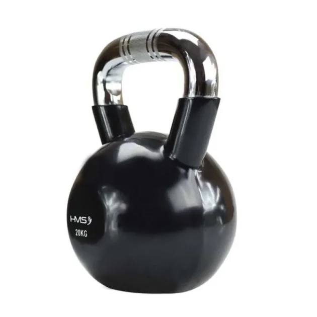 Kettlebell cast iron handle knurled chrome HMS KTC16 BLACK - Image 19