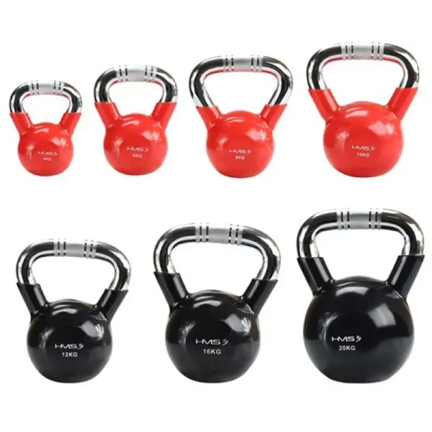 Kettlebell cast iron handle knurled chrome HMS KTC16 BLACK - Image 20
