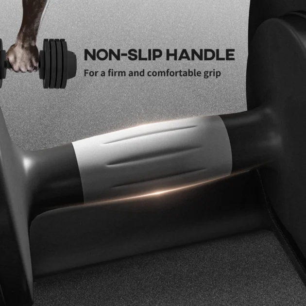 SPORTNOW 2 x 24KG Adjustable Dumbbells Set, 4-in-1 Weights Set with Storage Tray and Non-Slip Handle for Home Gym in Black - Image 5
