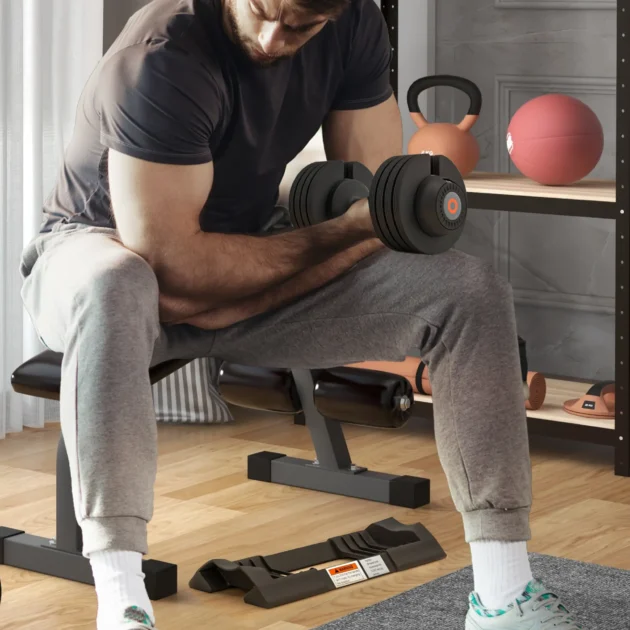 SPORTNOW 2 x 24KG Adjustable Dumbbells Set, 4-in-1 Weights Set with Storage Tray and Non-Slip Handle for Home Gym in Black - Image 9
