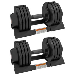 SPORTNOW 2 x 24KG Adjustable Dumbbells Set, 4-in-1 Weights Set with Storage Tray and Non-Slip Handle for Home Gym in Black