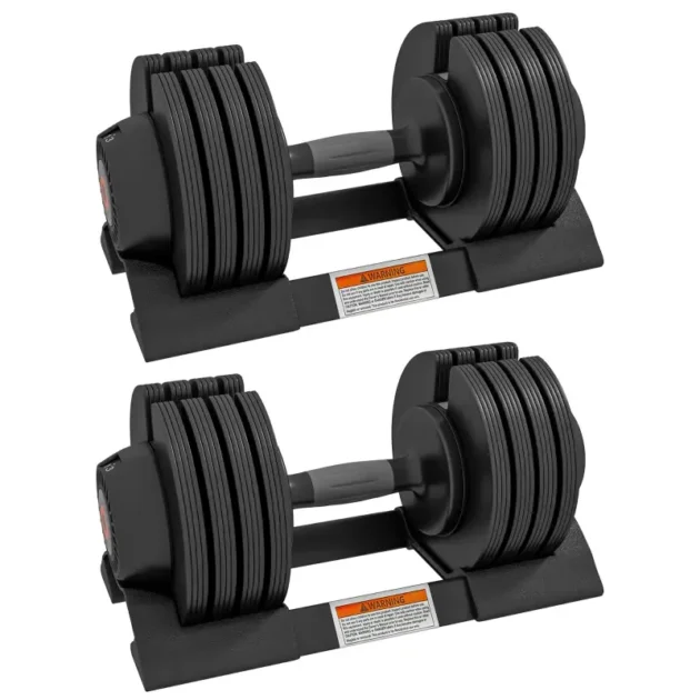 SPORTNOW 2 x 24KG Adjustable Dumbbells Set, 4-in-1 Weights Set with Storage Tray and Non-Slip Handle for Home Gym in Black