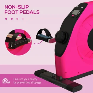 SPORTNOW Mini Exercise Bike, Portable Pedal Exerciser with LCD Display for Legs and Arms Rehabilitation and Therapy in Red - Image 6