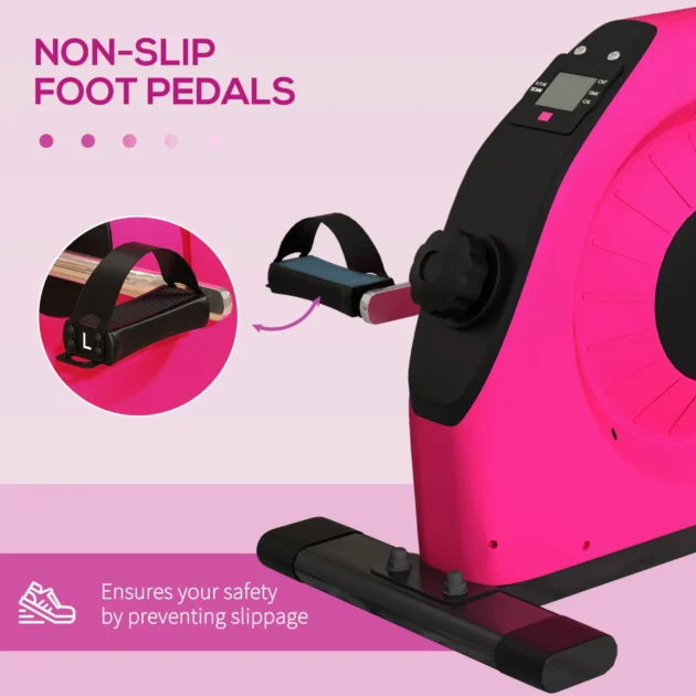 SPORTNOW Mini Exercise Bike, Portable Pedal Exerciser with LCD Display for Legs and Arms Rehabilitation and Therapy in Red - Image 6