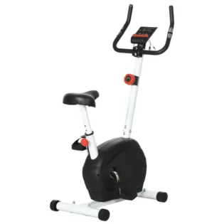 SPORTNOW Quiet Exercise Bike Stationary Bike with 8-Level Magnetic Resistance, Heart-Rate Sensor and Wheels in White