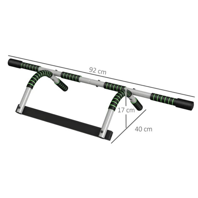 Pull-Up Bar for Doorway, Home Fitness Door Horizontal Bar Push up Bar for Indoor Gym Upper Body Workout in Green by HOMCOM - Image 2