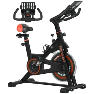 HOMCOM Black Exercise Bike, 8kg Flywheel Stationary Bike Indoor Cycling Machine with Adjustable Resistance Seat Handlebar