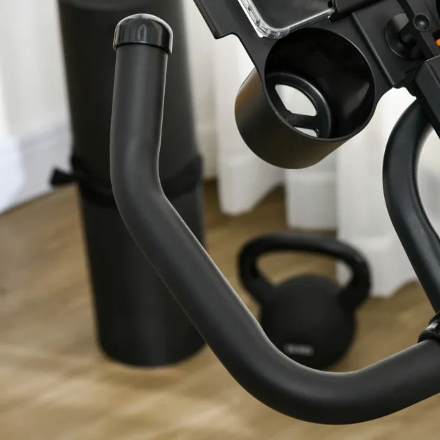 HOMCOM Black Exercise Bike, 8kg Flywheel Stationary Bike Indoor Cycling Machine with Adjustable Resistance Seat Handlebar - Image 8