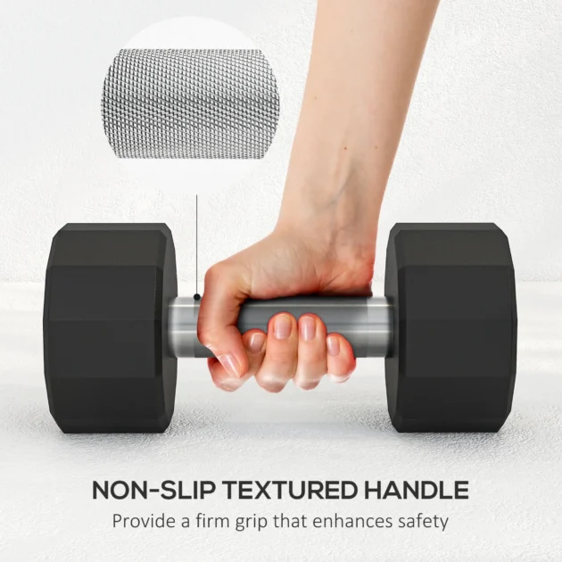 2 x 10kg Dumbbells Weights Set with 12-Sided Shape and Non-Slip Grip for Men Women Home Gym Workout by SPORTNOW - Image 5