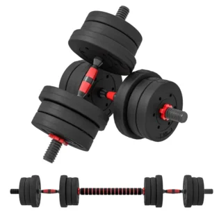 20kg 2 IN 1 Adjustable Dumbbells Weight Set, Dumbbell Hand Weight Barbell for Body Fitness, Lifting Training for Home, Office, Gym, Black by HOMCOM