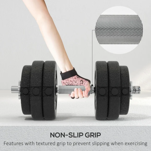 30KG Adjustable Dumbbells Set, Hand Weights Set for Home Gym Weight Lifting Training | HOMCOM - Image 4