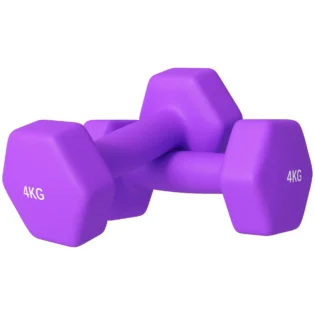 2 x 4kg Hexagonal Dumbbells Weights Set with Non-Slip Grip for Home Gym Workout in Purple by SPORTNOW