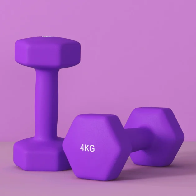 2 x 4kg Hexagonal Dumbbells Weights Set with Non-Slip Grip for Home Gym Workout in Purple by SPORTNOW - Image 8