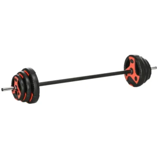 20kg Barbell Weights Set, Adjustable Weight Set, Free Body Pump Bar and Weights, Weight Lifting Strength Training Equipment for Home Gym Exercise by SPORTNOW