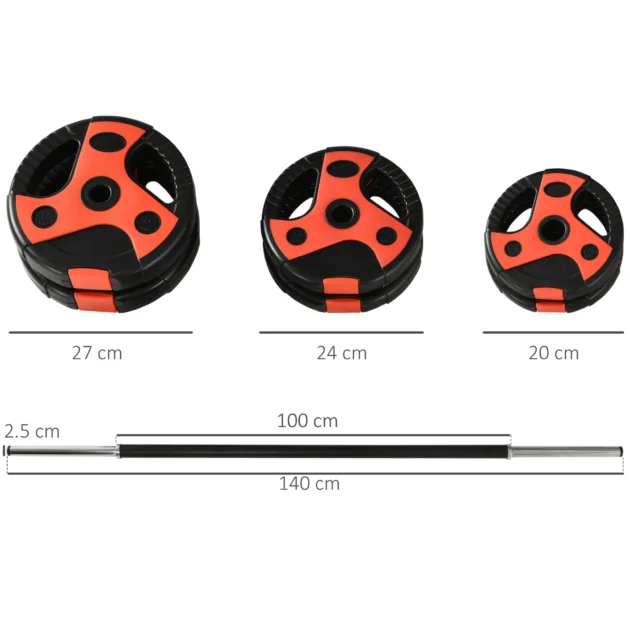 20kg Barbell Weights Set, Adjustable Weight Set, Free Body Pump Bar and Weights, Weight Lifting Strength Training Equipment for Home Gym Exercise by SPORTNOW - Image 2