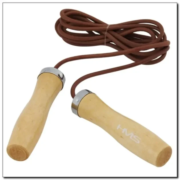 Leather skipping rope with a wooden handle HMS SK07 - Image 2